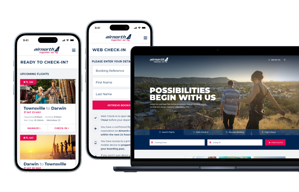 Airnorth website and mobile site